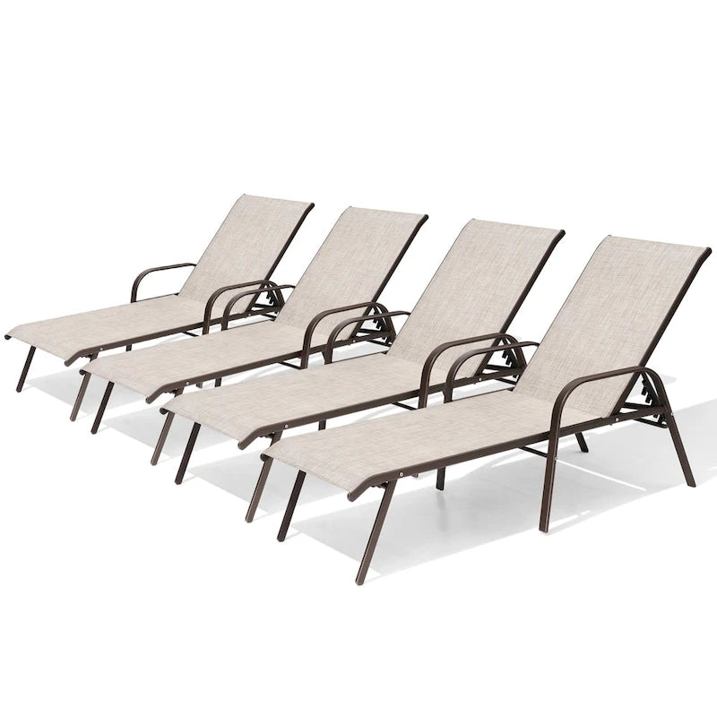 Crestlive Products Outdoor Patio Adjustable Chaise Lounge Chairs Set