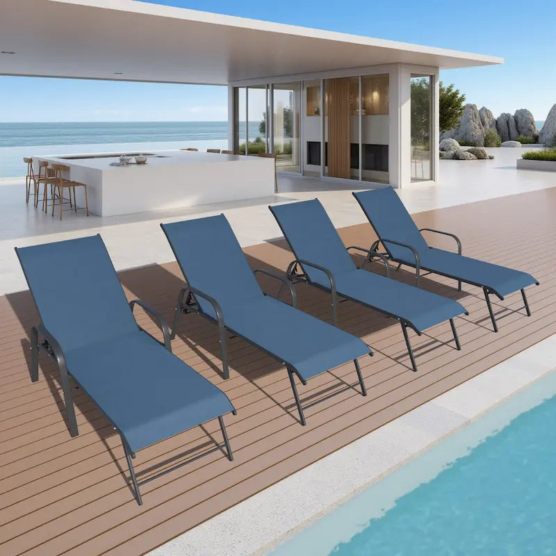 Crestlive Products Outdoor Patio Adjustable Chaise Lounge Chairs Set