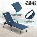 Crestlive Products Outdoor Patio Adjustable Chaise Lounge Chairs Set
