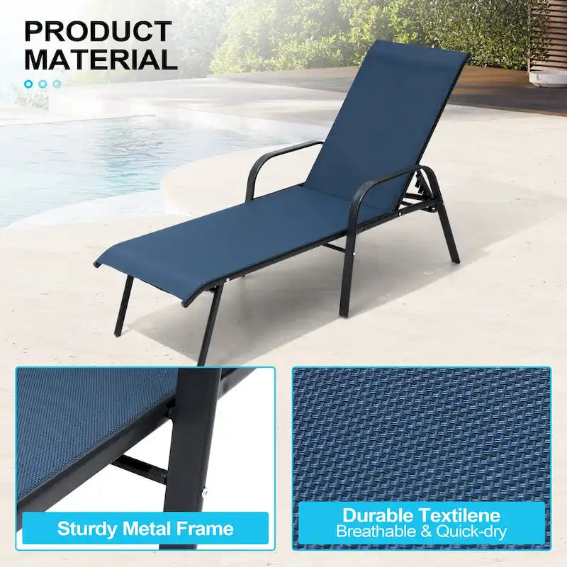 Crestlive Products Outdoor Patio Adjustable Chaise Lounge Chairs Set