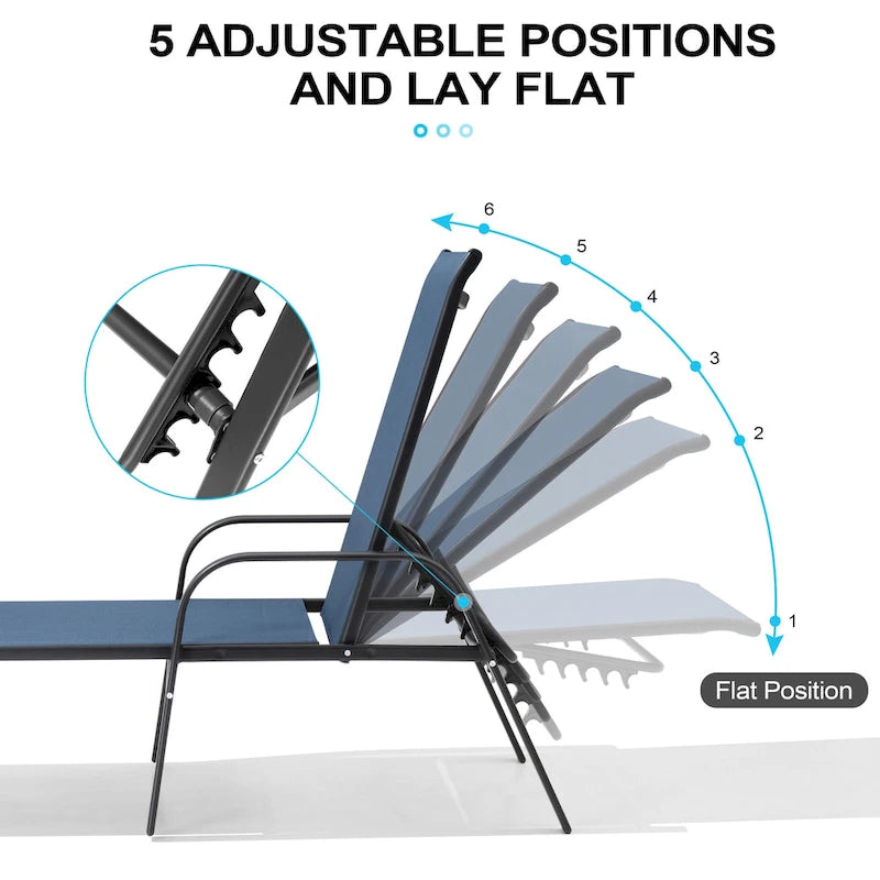Crestlive Products Outdoor Patio Adjustable Chaise Lounge Chairs Set