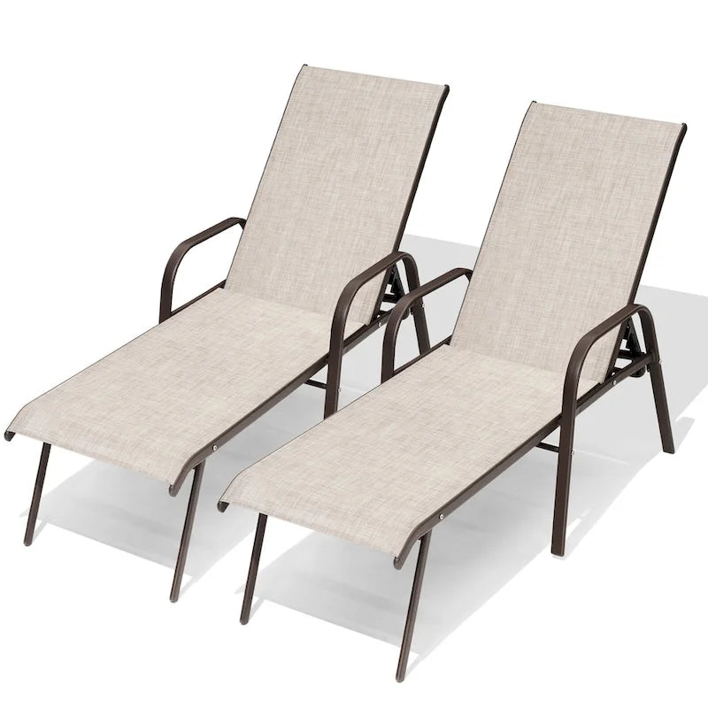Crestlive Products Outdoor Patio Adjustable Chaise Lounge Chairs Set