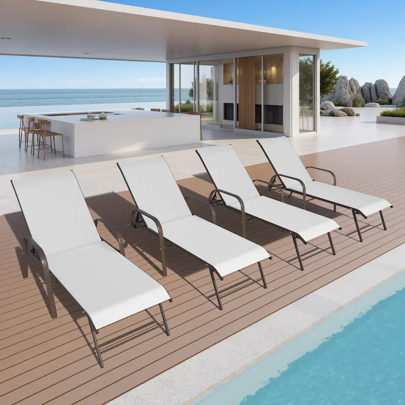 Crestlive Products Outdoor Patio Adjustable Chaise Lounge Chairs Set