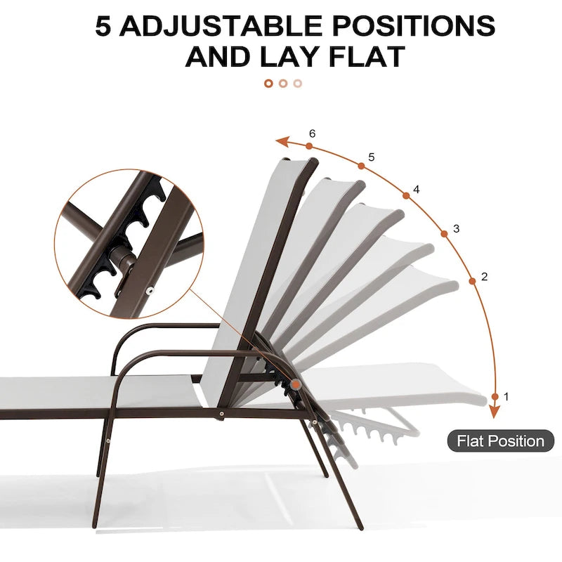 Crestlive Products Outdoor Patio Adjustable Chaise Lounge Chairs Set