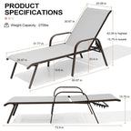 Crestlive Products Outdoor Patio Adjustable Chaise Lounge Chairs Set