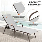 Crestlive Products Outdoor Patio Adjustable Chaise Lounge Chairs Set