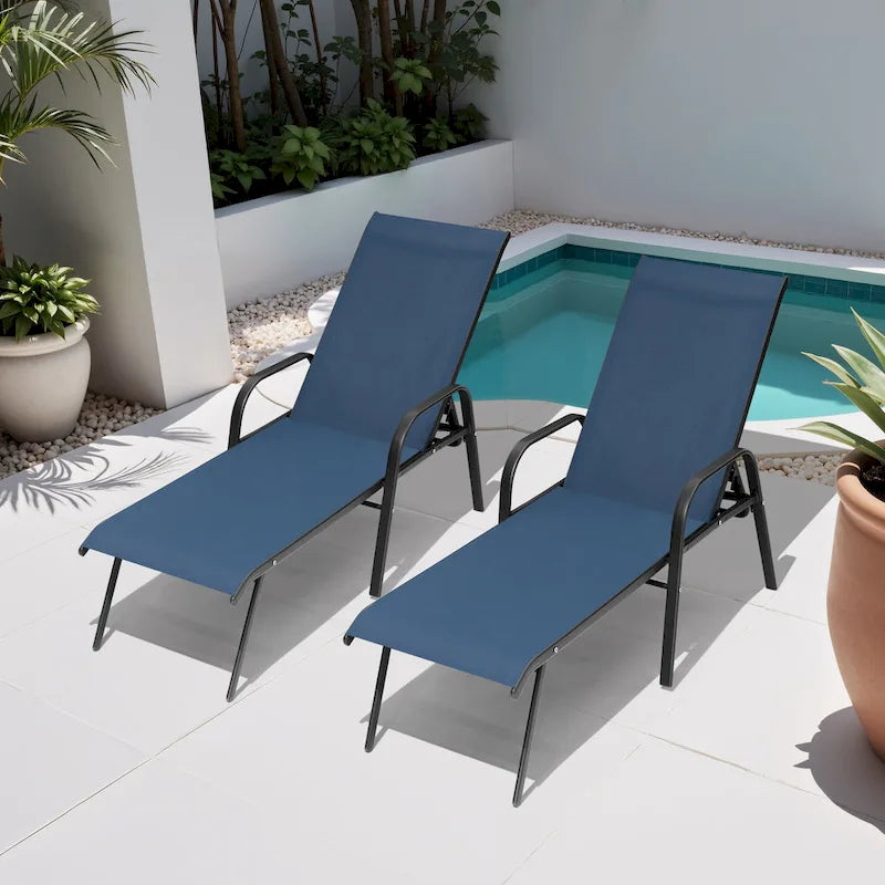 Crestlive Products Outdoor Patio Adjustable Chaise Lounge Chairs Set
