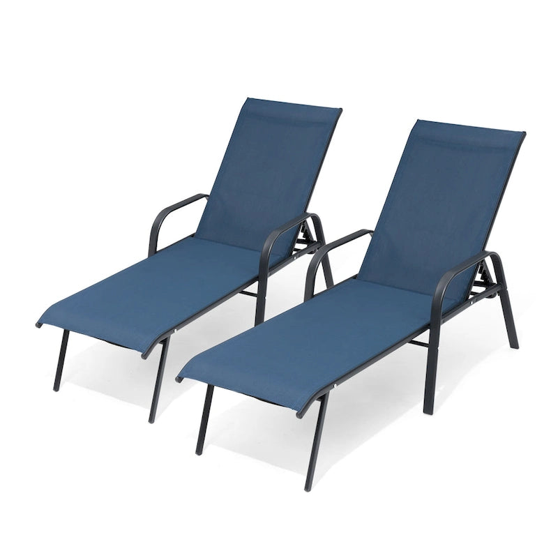 Crestlive Products Outdoor Patio Adjustable Chaise Lounge Chairs Set