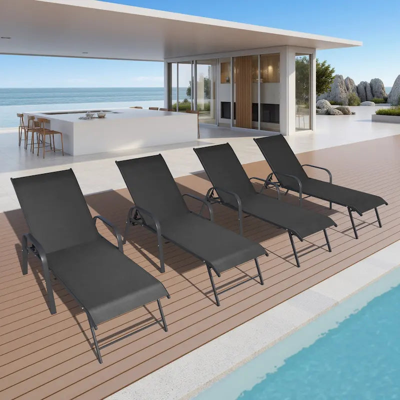 Crestlive Products Outdoor Patio Adjustable Chaise Lounge Chairs Set