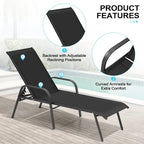 Crestlive Products Outdoor Patio Adjustable Chaise Lounge Chairs Set