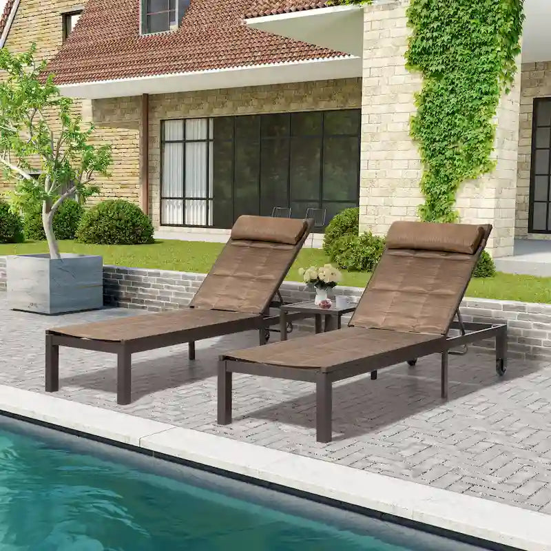 Crestlive Products Outdoor Patio Adjustable Chaise Lounge Chairs Set