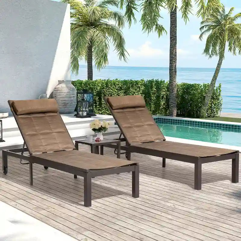 Crestlive Products Outdoor Patio Adjustable Chaise Lounge Chairs Set
