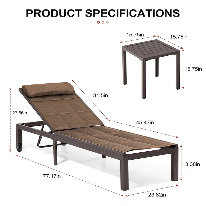 Crestlive Products Outdoor Patio Adjustable Chaise Lounge Chairs Set