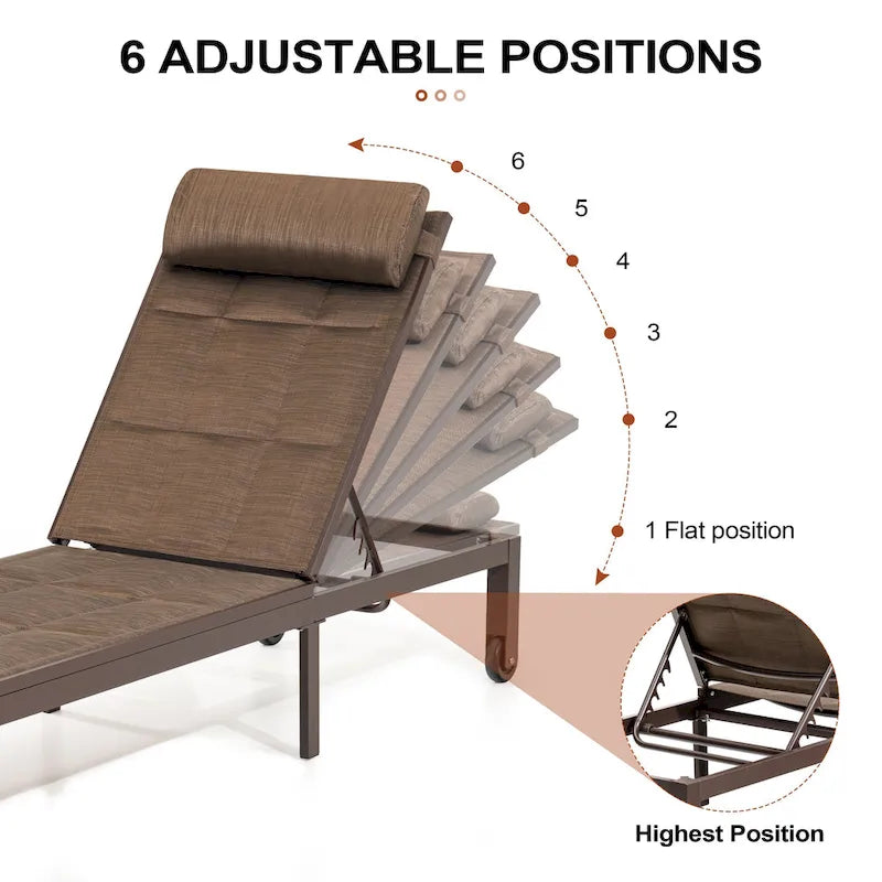 Crestlive Products Outdoor Patio Adjustable Chaise Lounge Chairs Set