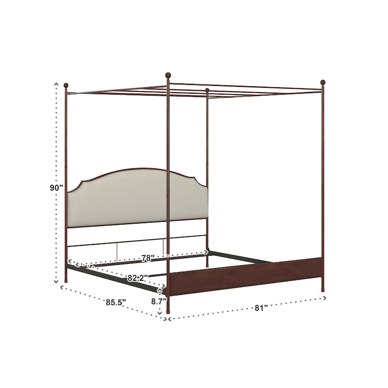 Andover Cream Linen Canopy Poster Bed by iNSPIRE Q Classic