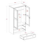 Palace Imports Armadio Intelligente 100% Legno Massello con 2 Cassetti, Pomelli in Metallo o Legno