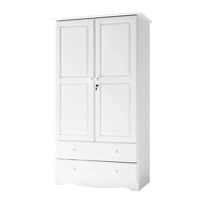 Palace Imports Armadio Intelligente 100% Legno Massello con 2 Cassetti, Pomelli in Metallo o Legno