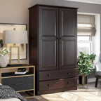 Palace Imports Armadio Intelligente 100% Legno Massello con 2 Cassetti, Pomelli in Metallo o Legno