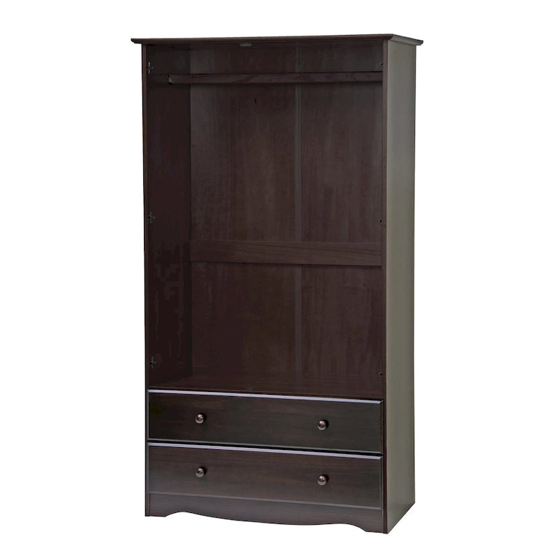 Palace Imports Armadio Intelligente 100% Legno Massello con 2 Cassetti, Pomelli in Metallo o Legno