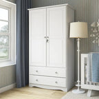 Palace Imports Armadio Intelligente 100% Legno Massello con 2 Cassetti, Pomelli in Metallo o Legno