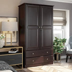 Palace Imports Armadio Intelligente 100% Legno Massello con 2 Cassetti, Pomelli in Metallo o Legno