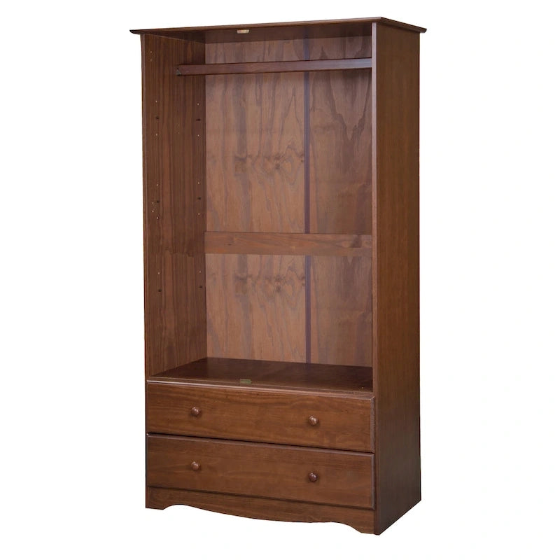 Palace Imports Armadio Intelligente 100% Legno Massello con 2 Cassetti, Pomelli in Metallo o Legno
