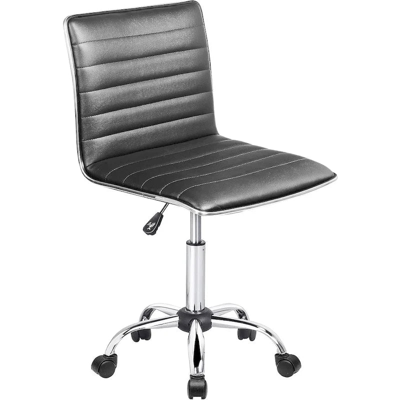 BOSSIN Adjustable Home Office Chair, Mid-Back Armless Ribbed Swivel Task Chair,Vanity Chair for Small Space, Livingroom Make-up