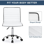 BOSSIN Adjustable Home Office Chair, Mid-Back Armless Ribbed Swivel Task Chair,Vanity Chair for Small Space, Livingroom Make-up