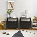 Comodino a 2 cassetti Jennifer 2 con prese integrate e vassoio estraibile Set da 2 di HULALA HOME