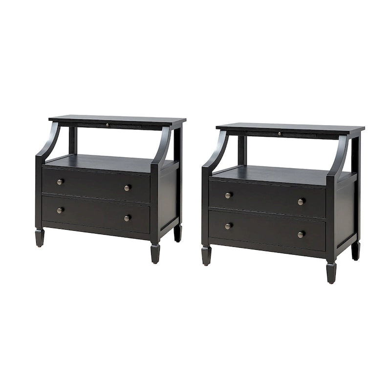 Comodino a 2 cassetti Jennifer 2 con prese integrate e vassoio estraibile Set da 2 di HULALA HOME