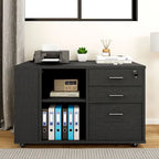 Wood File Cabinet with Charging Station Mobile Lateral Filing Cabinet Lockable Fits A4 Letter Legal Size Files