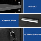 Wood File Cabinet with Charging Station Mobile Lateral Filing Cabinet Lockable Fits A4 Letter Legal Size Files