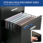 Wood File Cabinet with Charging Station Mobile Lateral Filing Cabinet Lockable Fits A4 Letter Legal Size Files