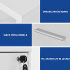 Wood File Cabinet with Charging Station Mobile Lateral Filing Cabinet Lockable Fits A4 Letter Legal Size Files