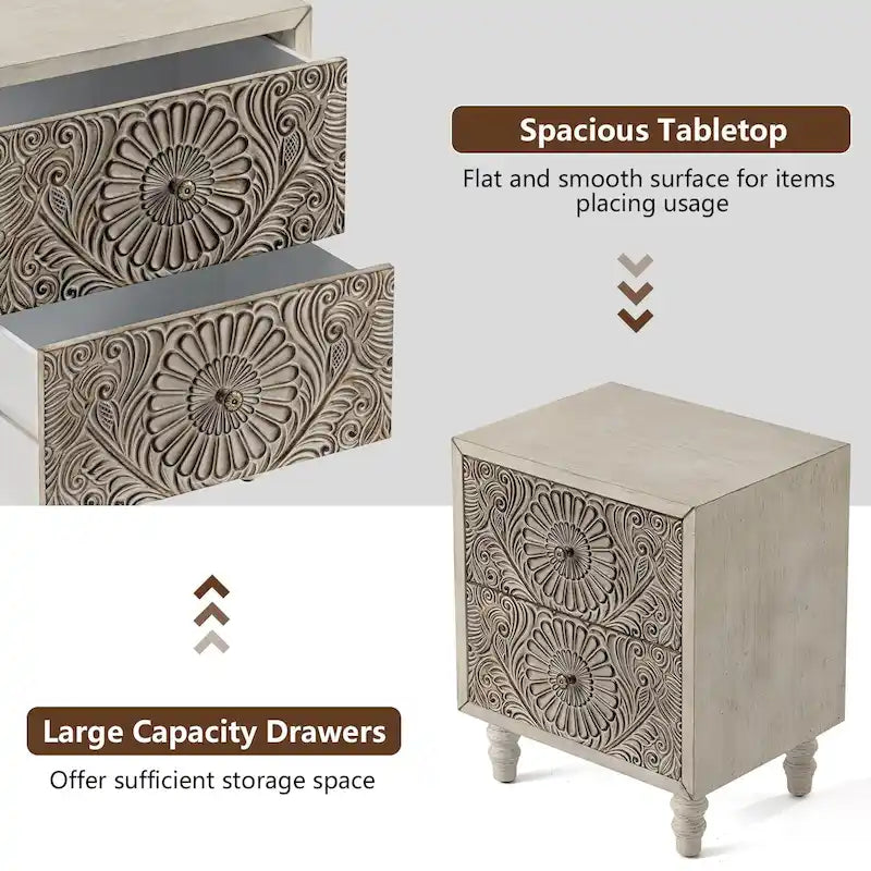 COSIEST Mid-Century Modern Nightstands with Drawer (Set of 2)