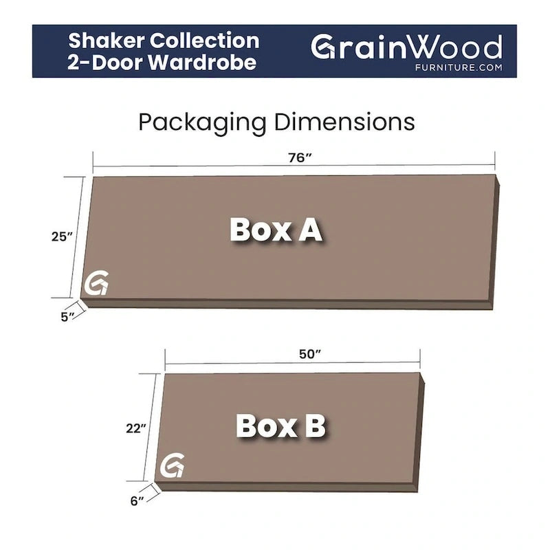 Grain Wood Furniture Shaker 2-Door Solid Wood Armoire - 41x72x22
