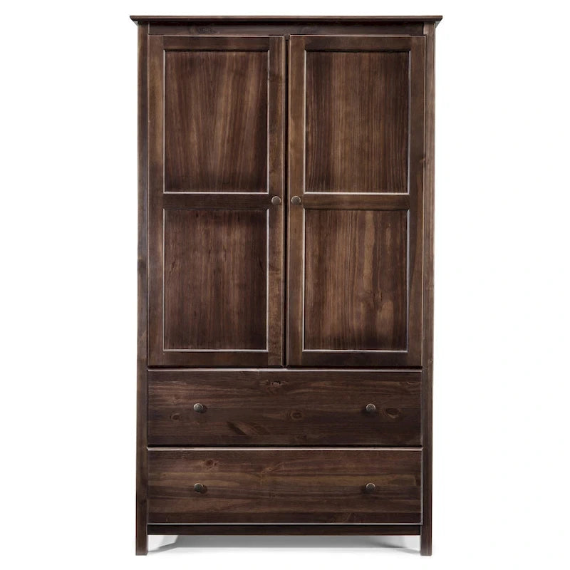 Grain Wood Furniture Shaker 2-Door Solid Wood Armoire - 41x72x22
