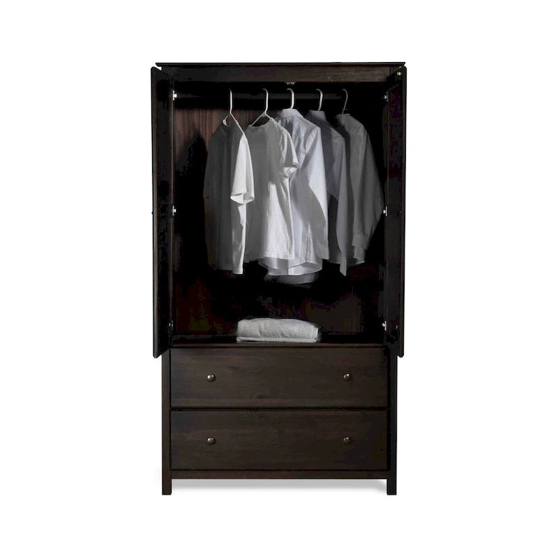 Grain Wood Furniture Shaker 2-Door Solid Wood Armoire - 41x72x22