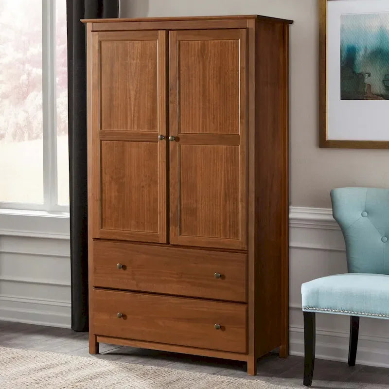 Grain Wood Furniture Shaker 2-Door Solid Wood Armoire - 41x72x22