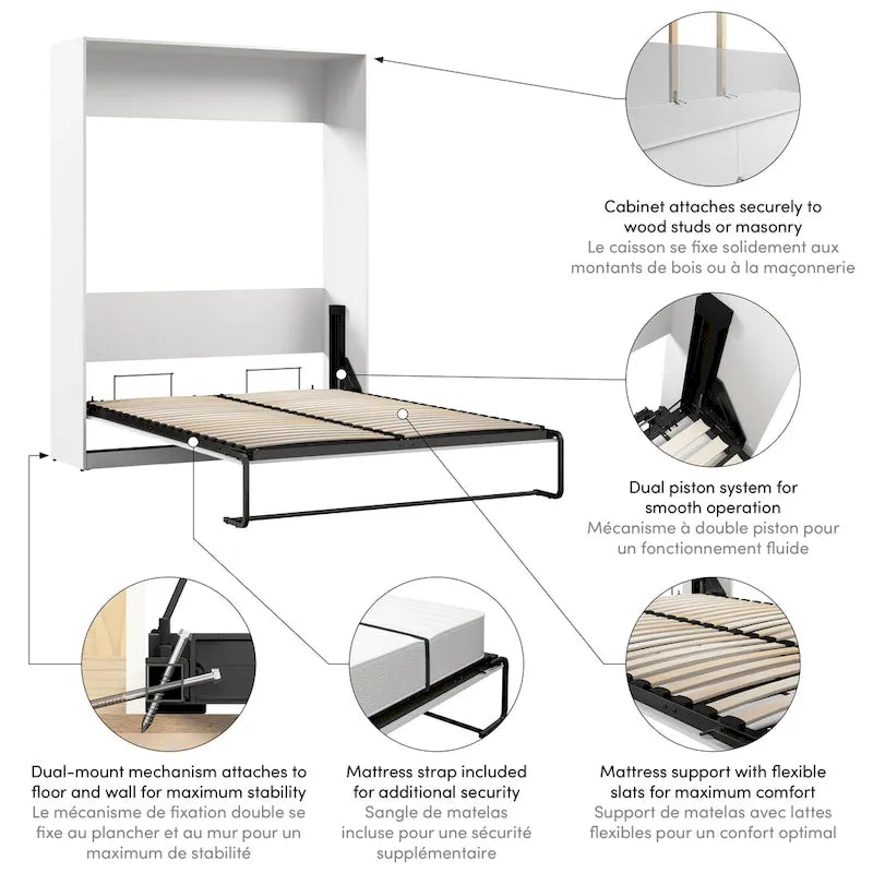 Claremont 65W Space-Saving Queen Size Murphy Bed by Bestar