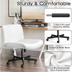 Bossin Criss Cross Chair Armless Office Desk Chair with Wheels,Fabric Padded Cross Legged Chair, Swivel Wide Seat Vanity Chair