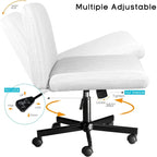 Bossin Criss Cross Chair Armless Office Desk Chair with Wheels,Fabric Padded Cross Legged Chair, Swivel Wide Seat Vanity Chair