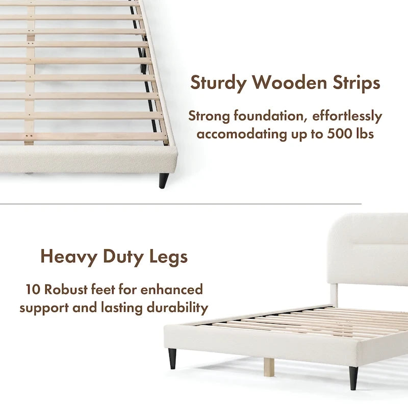 Furniture of America Gail Modern White Boucle Adjustable Queen-Size Platform Bed