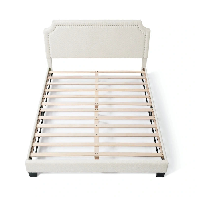 Furniture of America Gail Modern White Boucle Adjustable Queen-Size Platform Bed