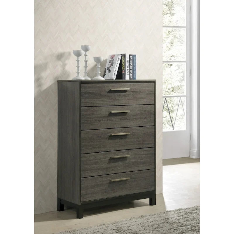 Roundhill Furniture Ioana 187 Antique Grey Wood 6-piece King-size Bedroom Set