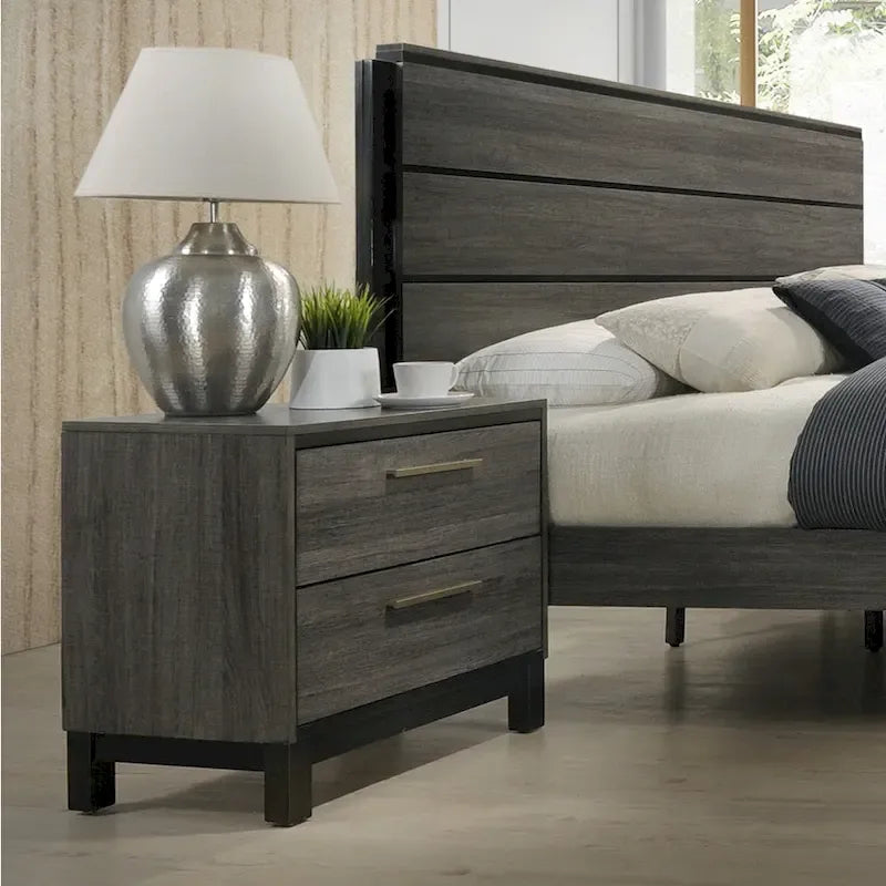 Roundhill Furniture Ioana 187 Antique Grey Wood 6-piece King-size Bedroom Set