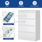 35W 2/3/4-drawer Lateral Locking Steel File Cabinet for A4, Legal, Letter