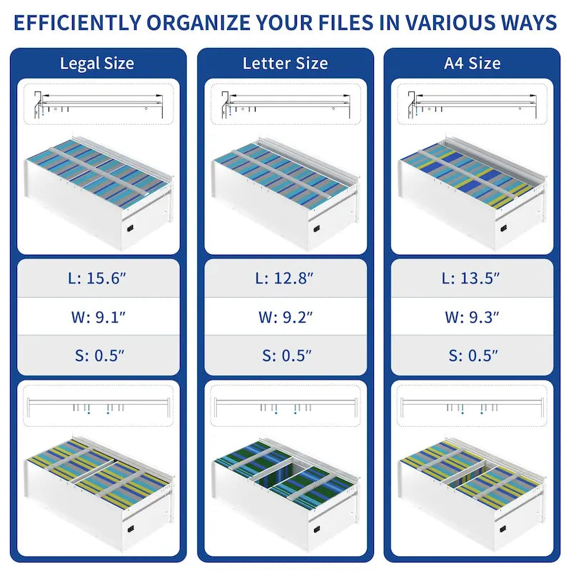 35W 2/3/4-drawer Lateral Locking Steel File Cabinet for A4, Legal, Letter