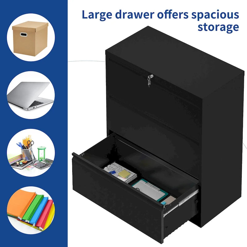 35W 2/3/4-drawer Lateral Locking Steel File Cabinet for A4, Legal, Letter