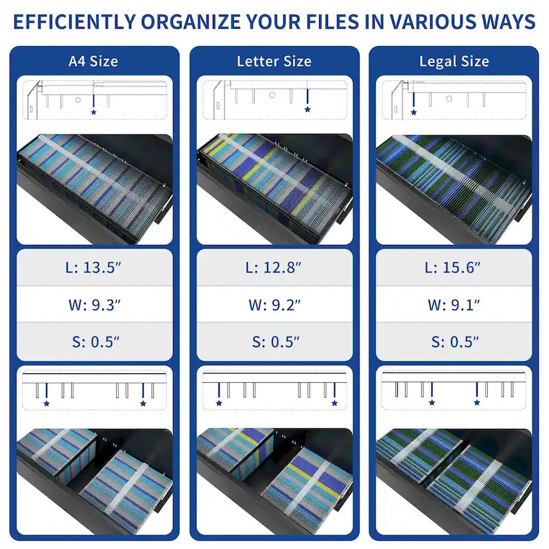 35W 2/3/4-drawer Lateral Locking Steel File Cabinet for A4, Legal, Letter